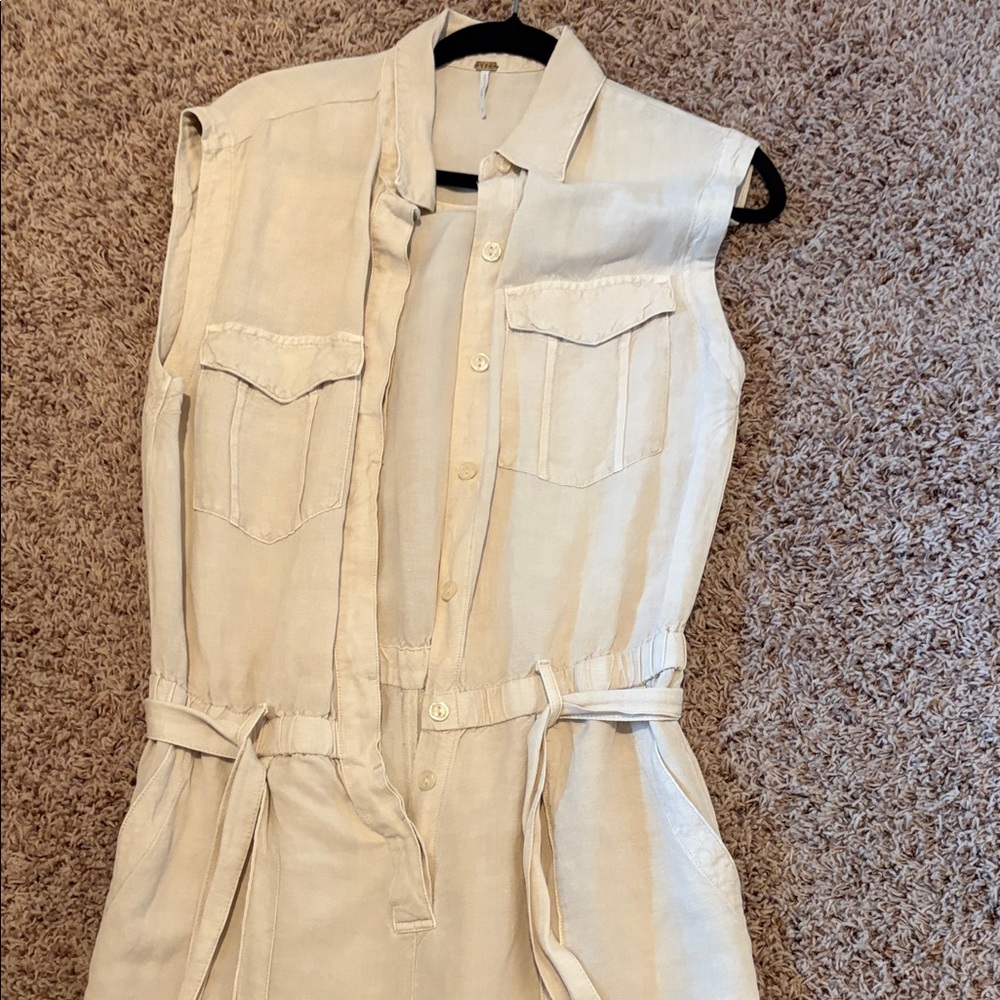 Linen  Cream Jumpsuit